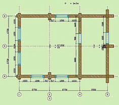 Первый этаж сруба. План первого этажа сруба 6 х 8м