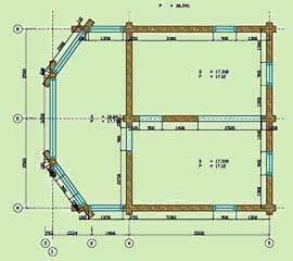 План сруба дома 7 х 8,5м - 1 этаж сруба