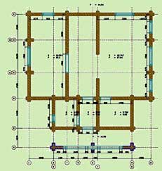 Первый этаж сруба. План первого этажа сруба  8 х 10м